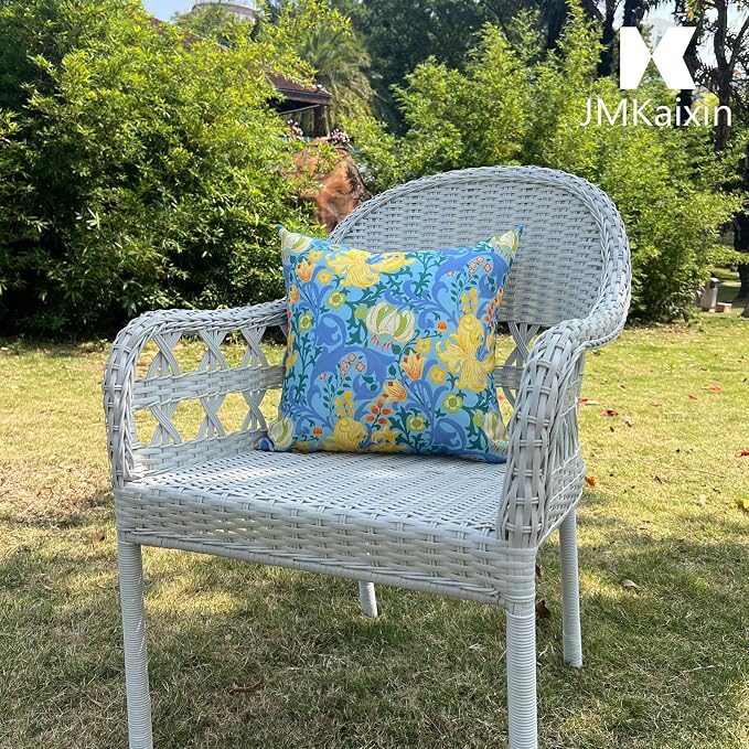 Outdoor Throw Pillows 18×18 Inch Waterproof Pillows with Inserts | Set of 2 Fade Resistant Decorative Square Pillows for Couch, Sofa and Patio Furniture