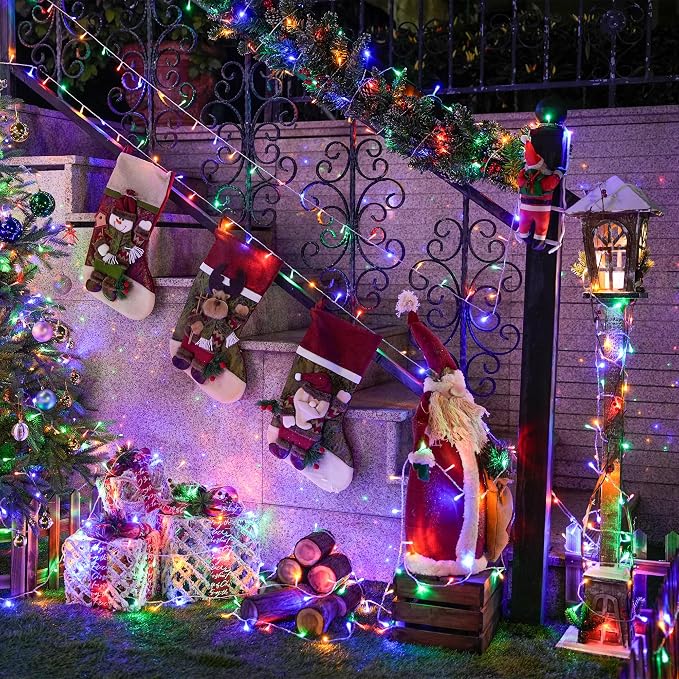 JMEXSUSS Connectable 91.5ft 250 LED Multicolor Christmas Lights Indoor | Christmas Lights Outdoor Waterproof, 8 Modes String Light Plug in for Wedding Party Garden Decorations
