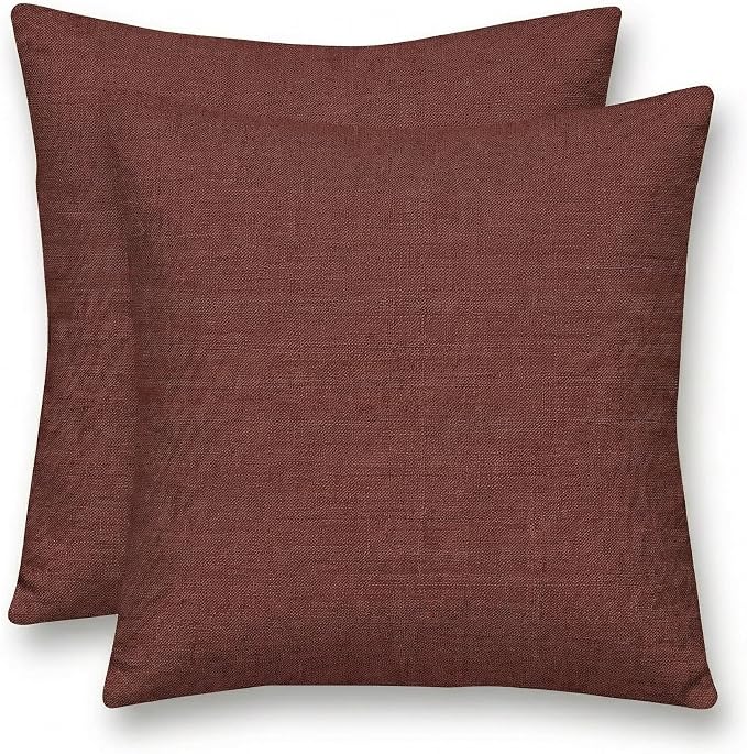 RSH DECOR Square Throw Pillows Set of 2, 17" x 17", Outdoor Pillows Waterproof, Outdoor Pillow Covers, Pillow Covers for Couch, Essential Russet, Made in USA
