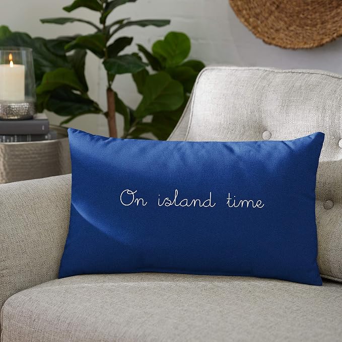 Sorra Home On Island Time Indoor/Outdoor Pillow, 13 x 20 x 3 inches, Navy