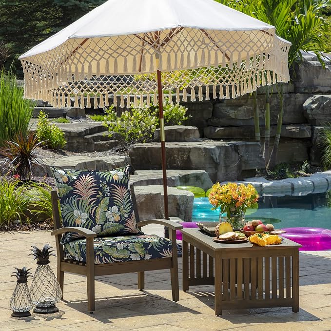 Arden Outdoor Deep Seat Cushion Set, Foam, 2-Pack, 24x24, Blue Tropical | Sofa, Couch, Conversation Set, Premium High-Density Foam, Never Flattens, Mold and Mildew Resistant