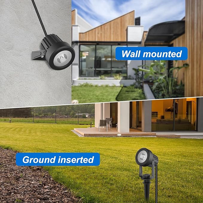 Solar Spot Lights Outdoor, 6000K Cool White Landscape Spotlights IP65 Waterproof 9.8ft Cable, Dusk to Dawn Solar Uplights for Trees Garden Yard Driveway Porch Walkway Pool (6-in-1)