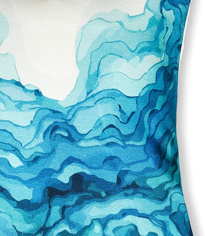 Fab Habitat Indoor/Outdoor Pillows Made from Recycled Polyester Yarn - Stain Resistant, Machine Washable, Insert Included - Patio, Deck, Living Room - Watercolor Waves Teal (18" x 18" - Set of 2)