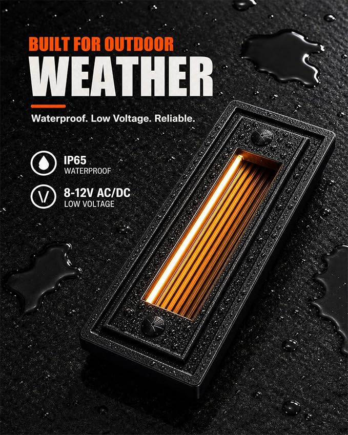 8 Pack 9 Inch Low Voltage Step Lights Outdoor, 5W LED Deck Stair Lights | 500LM 8-12V AC/DC, 3CCT IP65 Aluminum Faceplate, Large Light Panel, Outdoor Stair Lights for Deck Stairs Rail Wall