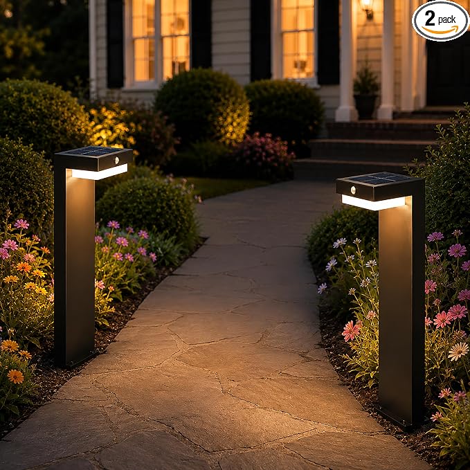 Solar Pathway Lights Courtyard Series, Motion Detection,2 Modes,2pk