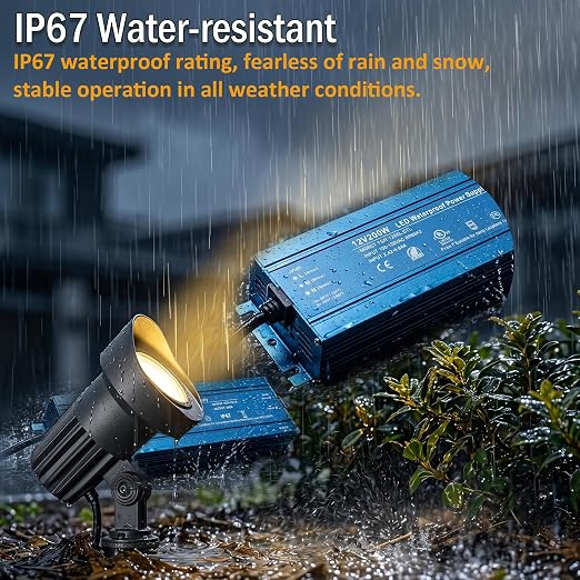 12V 200W UL Listed LED Power Supplywith 3.28ft US Standard Plug Ca | Waterproof IP67 Low Voltage Transformer, 100V-130V AC to 12V DC Converter for DC12V LED Lighting Products