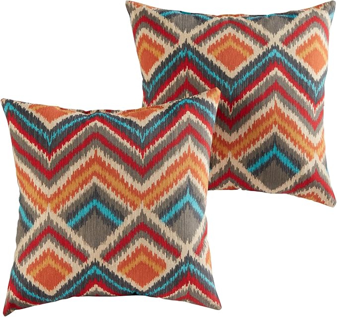 South Pine Porch Outdoor 17-inch Square Accent Pillow (Set of 2), Surreal Chevron