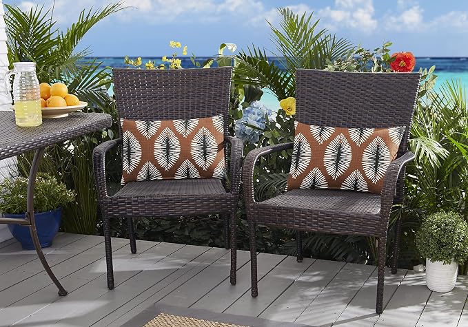 Sorra Home Hayden Outdoor/Indoor Pillow Set, 18 x 12 x 6, Brown 2 Count