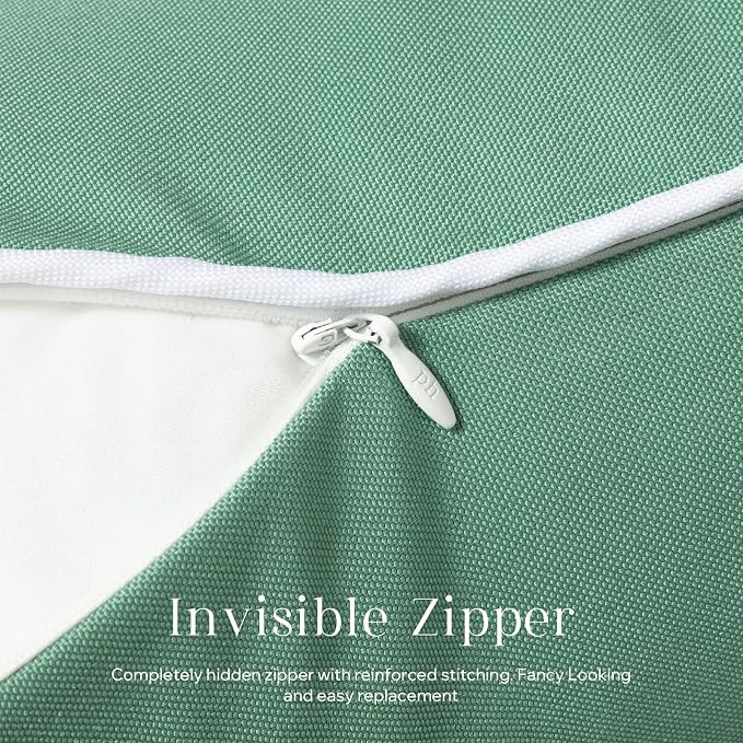 Phantoscope Pack of 2 Outdoor Waterproof Throw Pillow Covers Decorative Square Cushion Case Patio Pillows for Couch Tent, Pine Green 18x18 inches