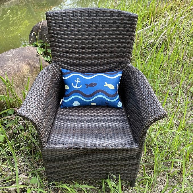 Outdoor Neck Pillow for Recliner,Patio Chaise Lounge Waterproof Headrest Pillow with Adjustable Elastic Stripe,Small Pillows Attachment for Office Chair,Car Seat Head or Lumbar, Navy Blue 2Pack