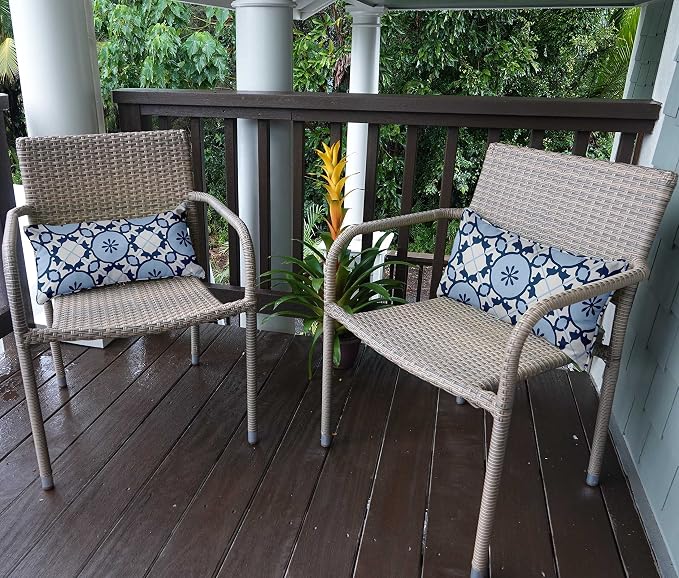 Indoor/Outdoor Polyester Fabric Lumbar Pillow Cover, All-Weather Waterproof Rectangular Cushion Case for Patio Furniture, 12 x 18 Set of 2 - Mandala-20