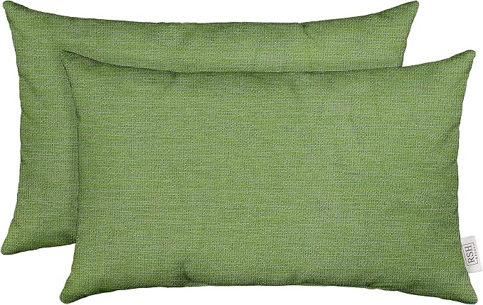 RSH DECOR: Designer Select Sunbrella Lumbar Throw Pillows Set of 2 | 20" x 12" | Water and Fade-Resistant Performance Fabric | Indoor Outdoor Accent Pillows | Made in USA (Cork Meadow Pistachio)