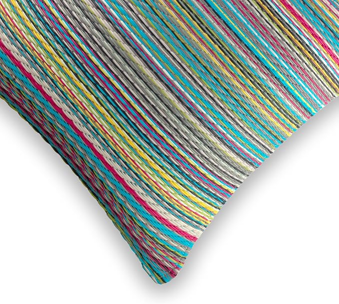 Fab Habitat Outdoor Premium Recycled Plastic Pillow - Waterproof, Fade Resistant - Striped - Patio, Porch, Deck, Balcony - Cancun - Candy - 20" x 20"
