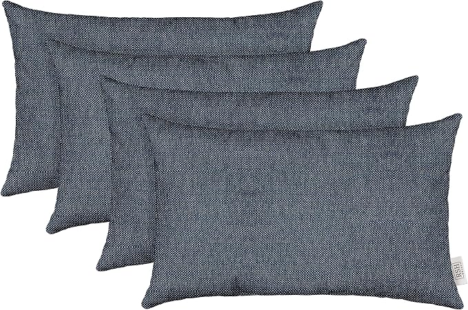 RSH Décor Sunbrella Jumbo Lumbar Pillow Covers – Set of 4 | 26" x 16" | Outdoor Use – Patio, Lounge, Adirondack, Deck | Water & Fade-Resistant | Play Midnight Navy | Includes Down-Alternative Inserts