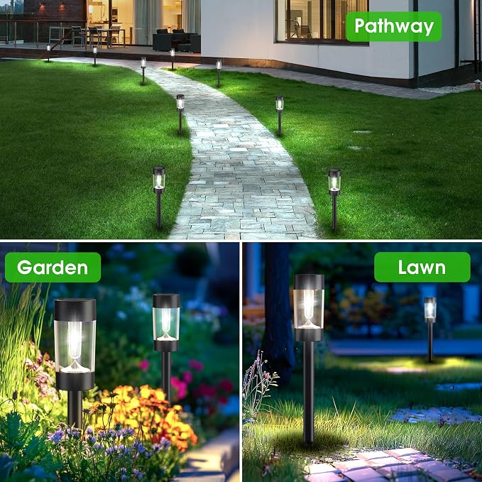 Eyrosa Solar Lights Outdoor, 12 Pack Waterproof Solar Landscape Lighting for Pathway Garden Yard Path Walkway Driveway Lawn Patio Outside Decor, Cool White | Solar Landscape Lighting for Pathway Garden Yard Path Walkway Driveway Lawn Outside Décor