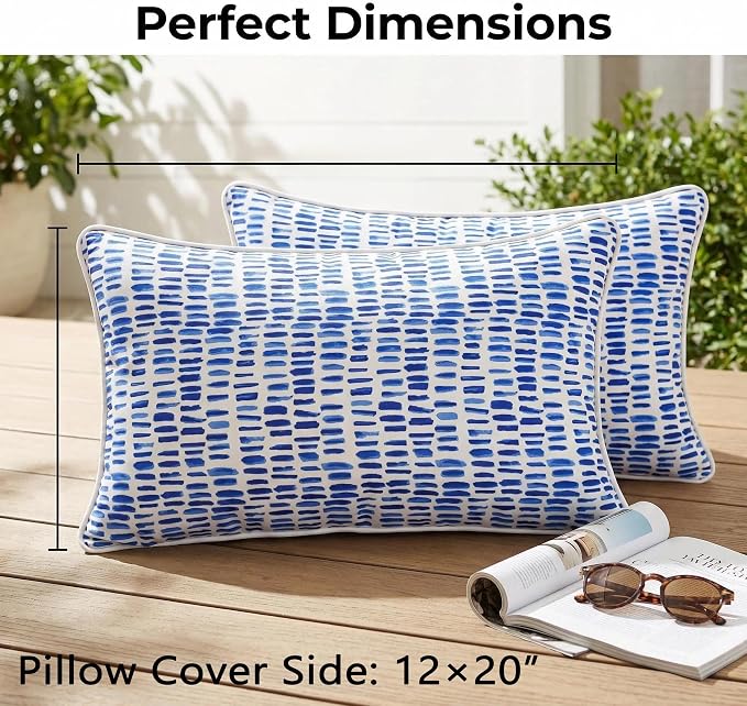 JMGBird Outdoor Patio Pillows Outdoor Throw Pillows with Inserts | 12x20 outdoor pillow insert 4 outdoor Lumbar pillows waterproof outdoor pillows for patio furniture