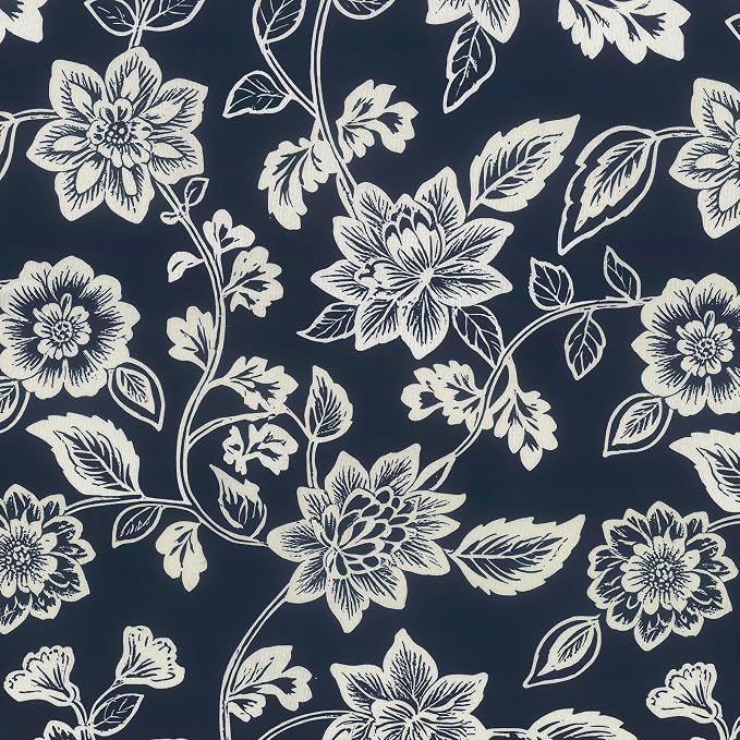 LVTXIII Set of 2 Patio Lumbar Pillow Covers ONLY, 12" x 20" Fade Resistant Outdoor Lumbar Pillow Cases,Decorative Garden Lumbar Cushion Covers for Patio Coach Sofa Use, Elegant Vines Navy