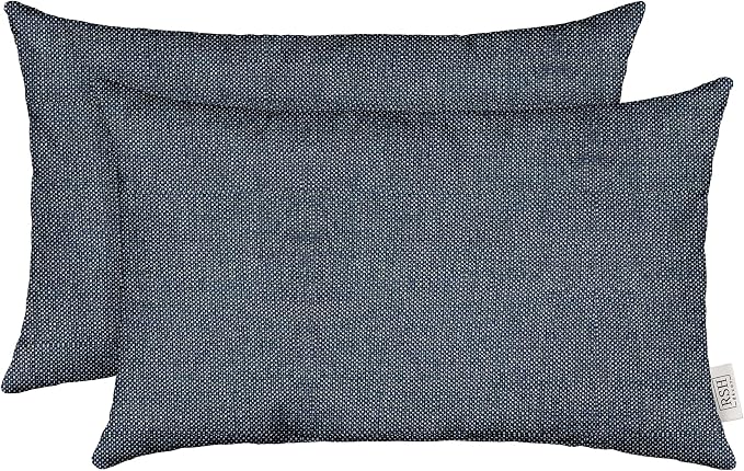 RSH DECOR: Sunbrella Play Jumbo Lumbar Pillows Set of 2 | 26" x 16" | Water and Fade-Resistant Performance Fabric | Outdoor Pillow Covers with Down-Alternative Inserts | Play Midnight Navy
