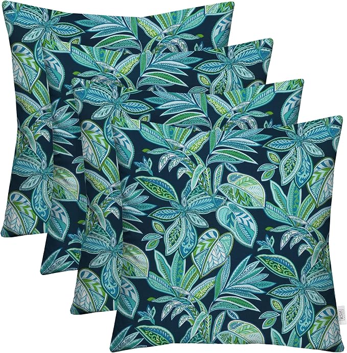 RSH DECOR Square Throw Pillows Set of 4, 17" x 17", Outdoor Pillows Waterproof, Crestwood Marine, Made in USA