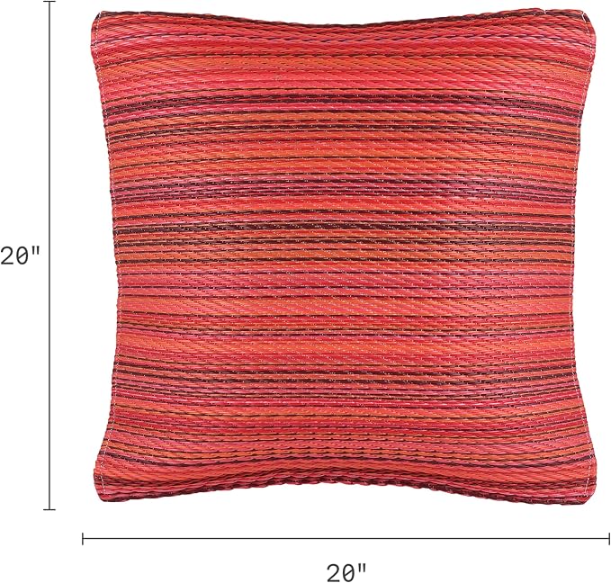 Fab Habitat Outdoor Premium Recycled Plastic Pillow - Waterproof, Fade Resistant - Striped - Patio, Porch, Deck, Balcony - Cancun - Sunset - 20" x 20"
