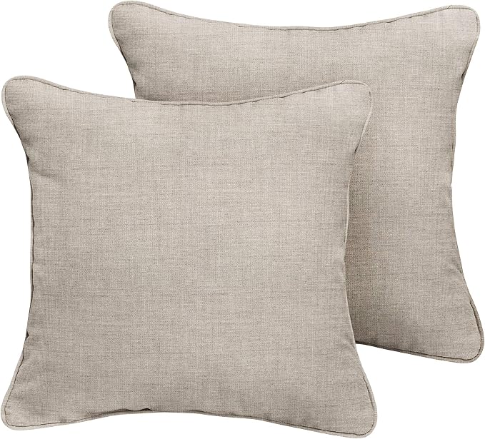 Sorra Home x Sunbrella Indoor/Outdoor XL Corded Pillows, 24" x 24", Canvas Granite