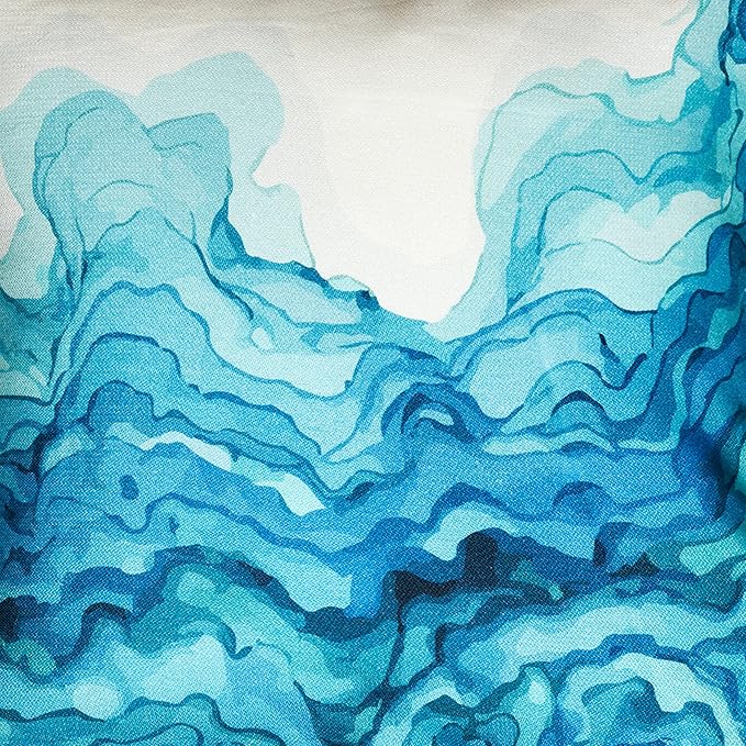 Fab Habitat Indoor/Outdoor Pillows Made from Recycled Polyester Yarn - Stain Resistant, Machine Washable, Insert Included - Patio, Deck, Living Room - Watercolor Waves Teal (18" x 18" - Set of 2)