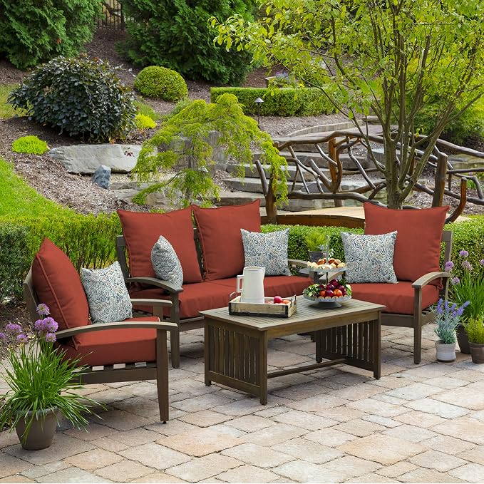 Arden Outdoor Deep Seat Cushion Set, Foam, 24x24, Woven Texture | Olefin Fabric, Sofa, Couch, Conversation Set, Premium High-Density Foam, Never Flattens, Mold and Mildew Resistant