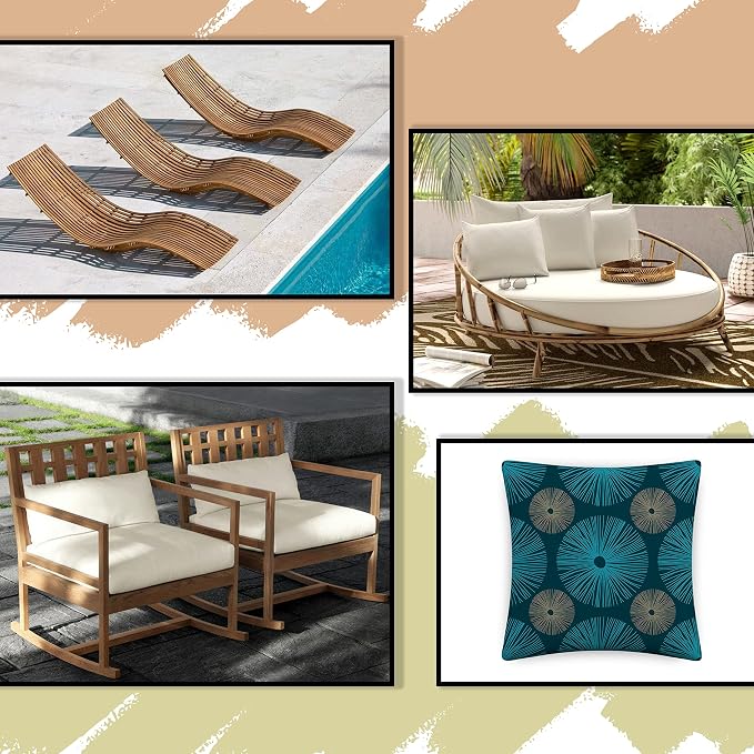 Covers & All Outdoor Square Throw Pillow Cover with Zipper - for Patio Furniture Sofa, Car, Bed UV Resistant Durable Polyester Cushion Case for Home Décor. (18" X 18", Design 03)
