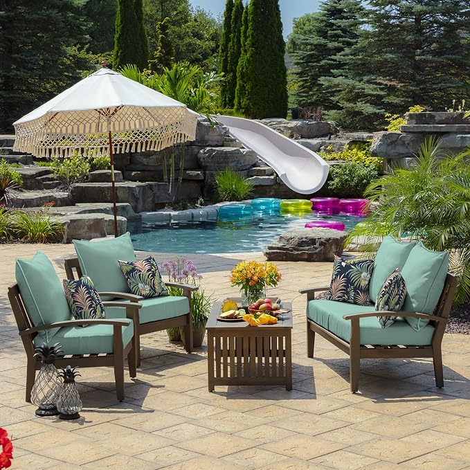 Arden Outdoor Deep Seat Cushion Set, 24x24, Aqua
