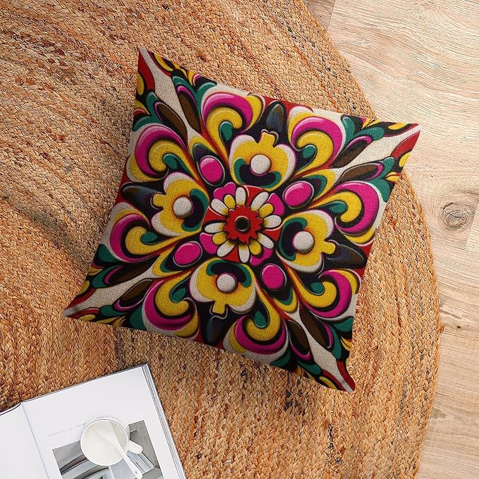 Zippered Pillow Cover Modern Blossom Pillow Protector Mexican Flowers Bed Throw Pillows Home Decor Throw Pillows Cover 18"x18" Outdoor Patio Throw Pillow Covers Garden Farmhouse Decor