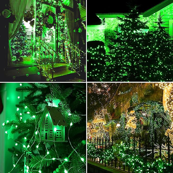 Joomer Solar Fairy Lights, 2-Pack Total 80FT 240LED String Lights, Green | Silver Wire, Solar String Light Waterproof 8 Lighting Modes for Patio Fence Party Garden Yard Home Outdoor Decoration