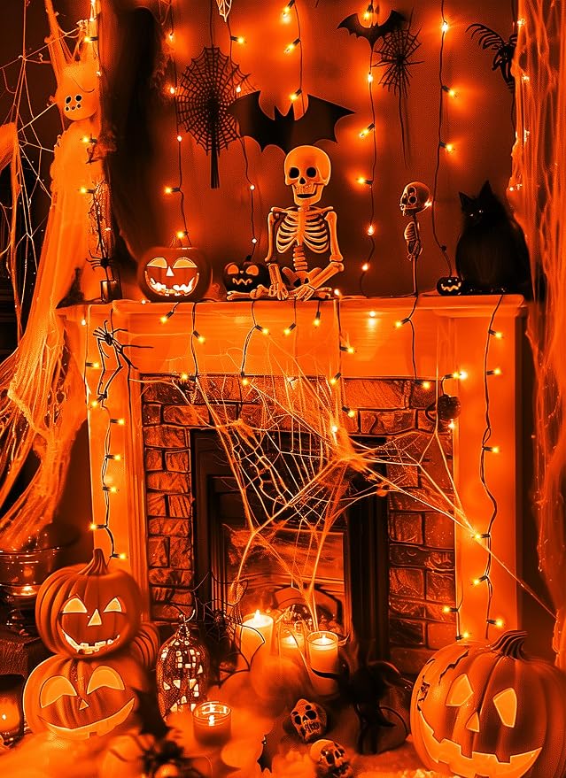 Brightown Orange Halloween Mini Lights, 50 Count 10 Feet Mini String Lights | Incandescent Bulb Connectable Halloween Lights for Haunted House Ghost Party Holiday Window Indoor Outdoor Decoration