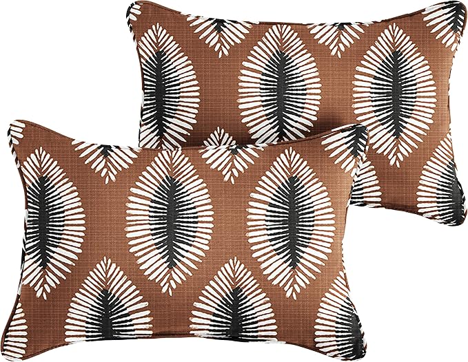 Sorra Home Hayden Outdoor/Indoor Pillow Set, 16 in x 26 in, Brown 2 Count