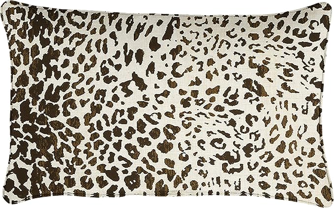 Sorra Home x Sunbrella - Indoor/Outdoor Lumbar Pillows (Set of 2), Dark Brown Leopard/Cheetah Print