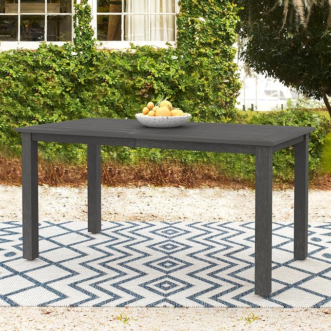 Cozyman 6-Person HDPS Outdoor Dining Table, Weather-Resistant Rectangle Patio Dining Table, 500 LBS Weight Capacity, Outdoor Patio Table for Outside Indoor, Lawn, Garden, and Backyard, Dark Gray