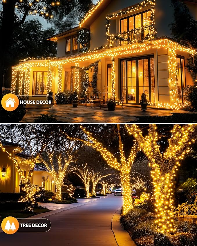 Brightown Solar String Light for Outside, 46Ft 120 LED Solar Lights Outdoor Waterproof, Solar String Lights Outdoor with 8 Modes, for Outside Garden Tree Party Decor(Warm White)