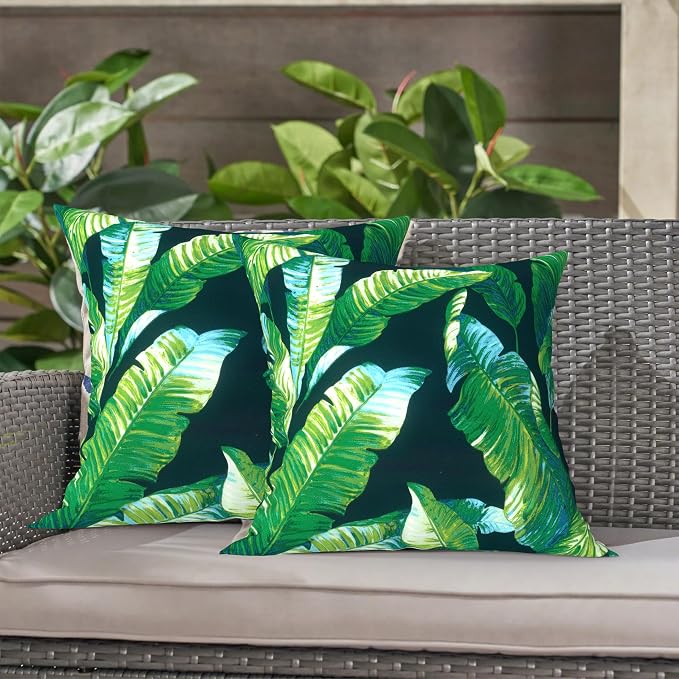 LVTXIII Outdoor Throw Pillows, Decorative Throw Pillows with Inserts, 16"x16" Square Pillows for Bed, Couch, Sofa and Patio Furniture, Set of 2, Hanalei Lagoon