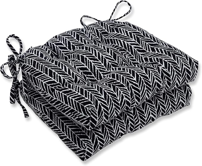 Pillow Perfect - 625256 Outdoor/Indoor Herringbone Night Chair Pads, 15.5" x 14.5", 2 Pack