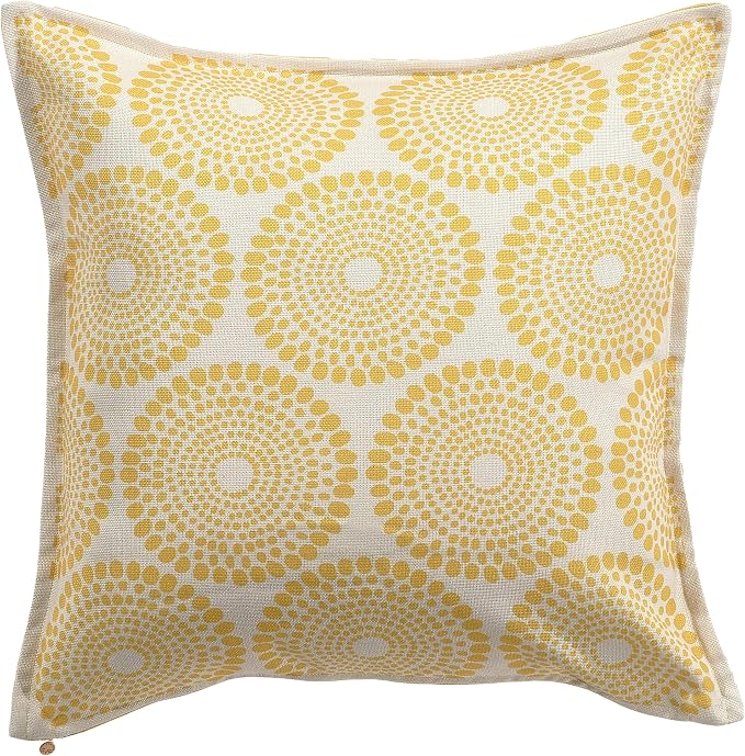 Fab Habitat Indoor/Outdoor Throw Pillow Made from Recycled Polyester Yarn - Double Sided, Stain Resistant, Machine Washable - Tropical - Patio, Deck, Porch, Living Room - Rio - Yellow - (20" x 20")