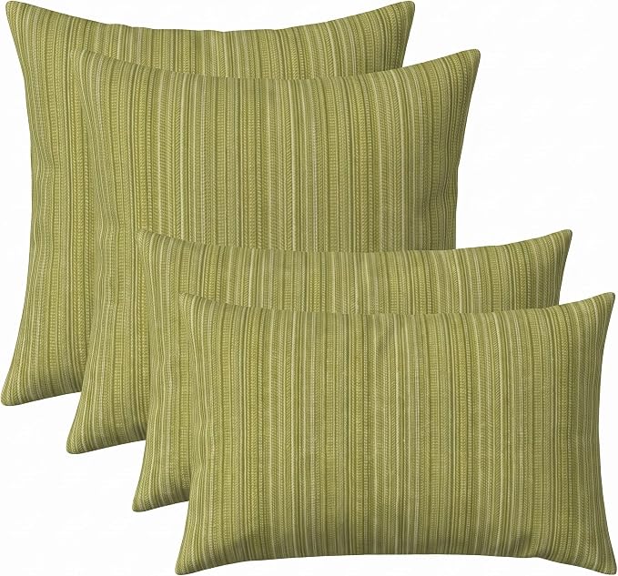 RSH DECOR: Sunbrella Lumbar & Square Pillows Set of 4 | 20" x 12" & 20" x 20" | Water and Fade-Resistant Performance Fabric | Outdoor Throw Pillows for Patio Furniture | Made in USA (Jinga Parakeet)