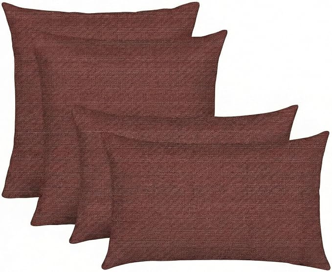 RSH DECOR: Sunbrella Lumbar & Square Pillows Set of 4 | 20" x 12" & 20" x 20" | Water and Fade-Resistant Performance Fabric | Outdoor Throw Pillows | Made in USA (Essential Russet)