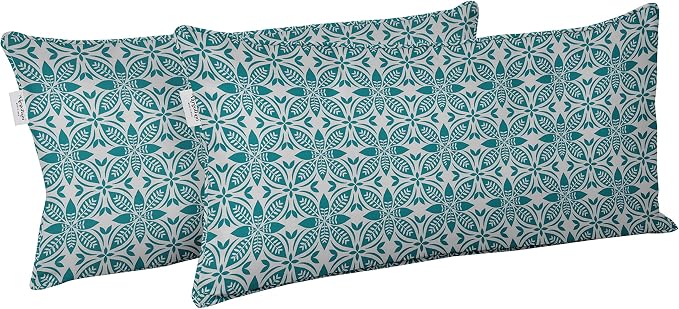 Indoor/Outdoor Polyester Fabric Lumbar Pillow Cover, All-Weather Waterproof Rectangular Cushion Case for Patio Furniture, 16 x 24 Set of 2 - Florals-52