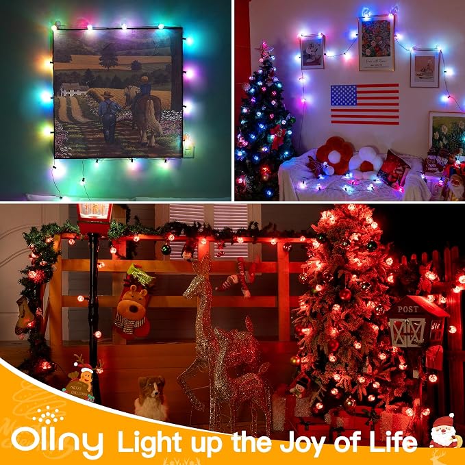 Ollny 30FT Outdoor String Lights, Waterproof Connectable Shatterproof RGBW Outside Light with 30 Edison LED Bulbs Plug in, Patio Lights for Indoor Balcony Porch Camping Deck