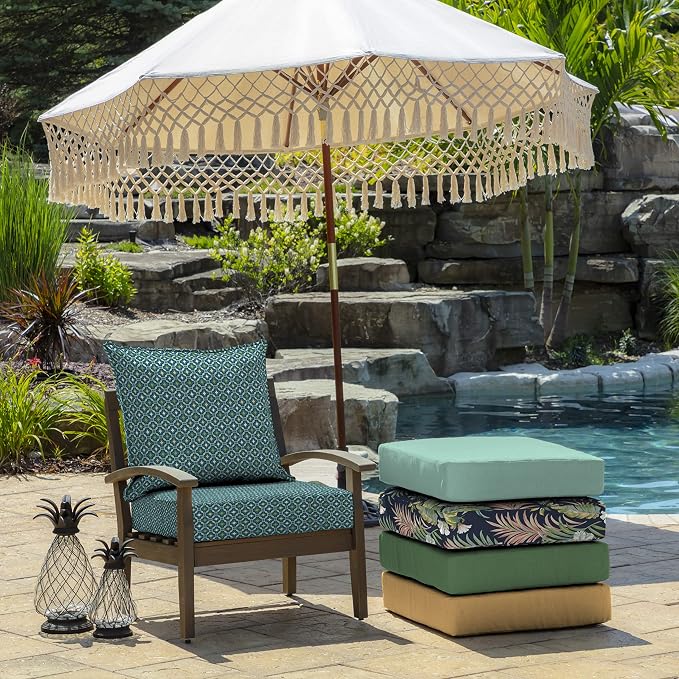 Arden Outdoor Deep Seat Cushion Set, 2-Pack, 24x24, Alana Tile | Outdoor Sofa, Couch, Conversation Set, Weather-Proof, Rain-Proof, Fade Resistant for Chair, Mold and Mildew Resistant