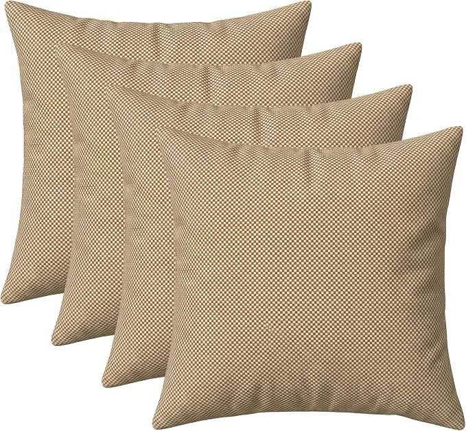 RSH DECOR: Square Throw Pillows Set of 4 | 17" x 17" | Water and Fade-Resistant Performance Fabric | Outdoor Pillow Covers with Down-Alternative Inserts | Made in USA (Trixie Wicker)