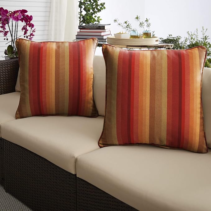 Sorra Home x Sunbrella Indoor/Outdoor Corded Pillows, 20" x 20", Astoria Sunset