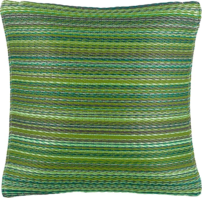 Fab Habitat Outdoor Premium Recycled Plastic Pillow - Waterproof, Fade Resistant - Striped - Patio, Porch, Deck, Balcony - Cancun - Green - 20" x 20"