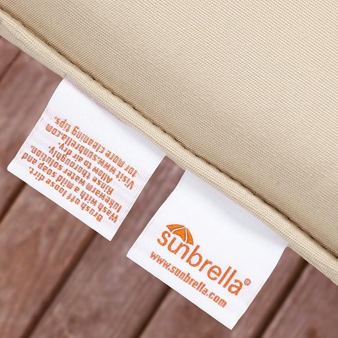 Sorra Home x Sunbrella Fringe Pillow, 18 x 18 x 6 inches, Canvas Natural and Brown