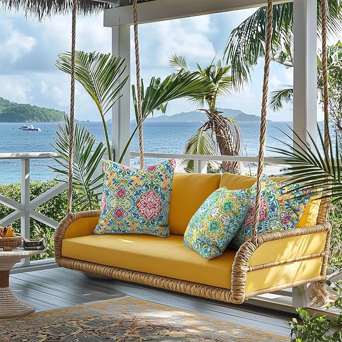 Outdoor Throw Pillow Covers 18”x18”, Decorative Pillow Covers for Patio Furniture, Modern Cushion Cases for Garden Couch Home Sofa Bed Office Chair, Pack of 2,Damask Red