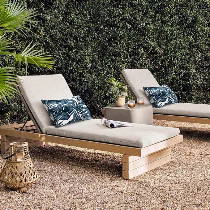 DYTXIII Pack of 2 Waterproof Outdoor Lumbar Pillow with Inserts, 12x20 in Rectangle Decorative Patio Throw Pillow for Home, Sofa,Bench and Patio Furniture, Palm Blue